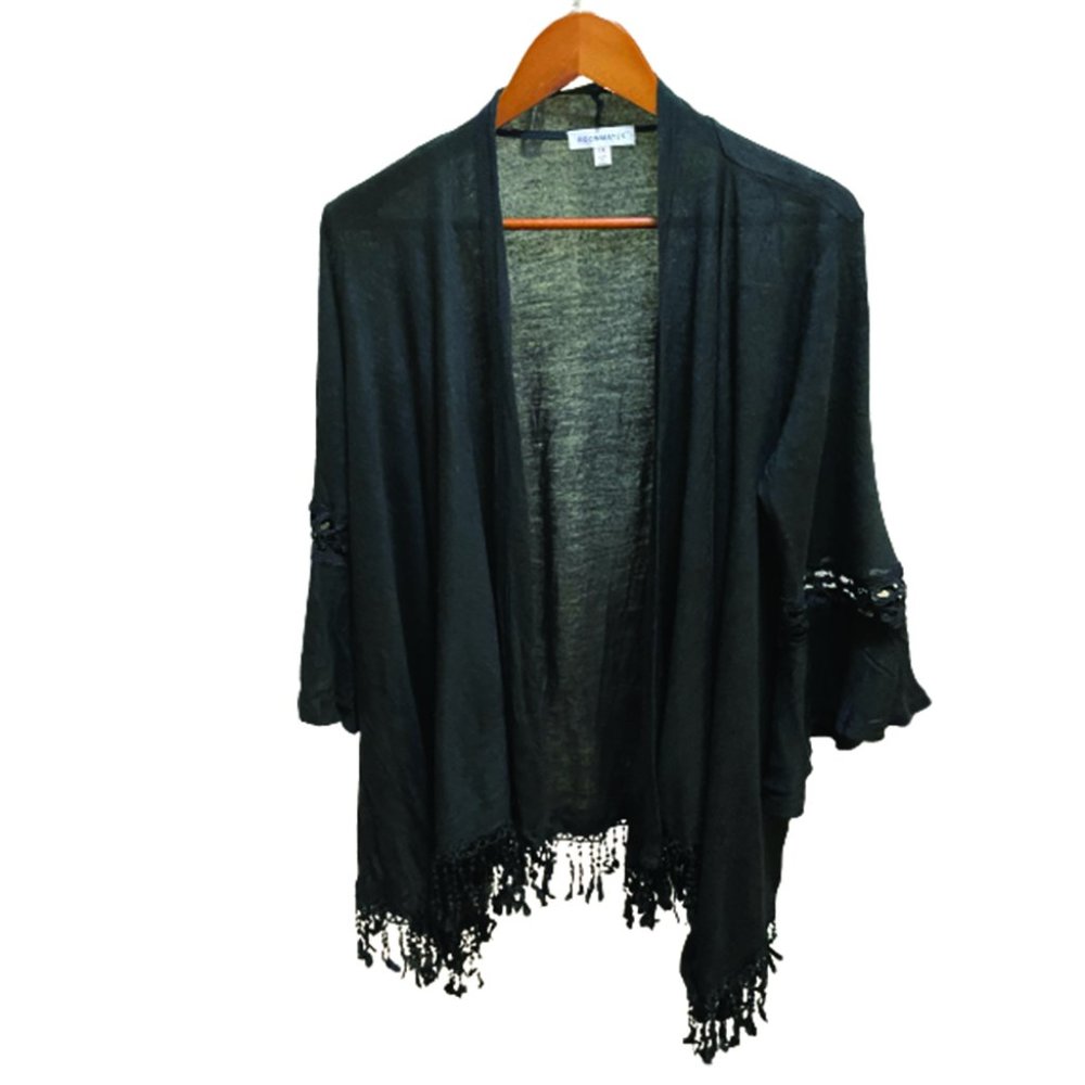 Roommates Women's Black Color Cardigan Kimono Size 1X